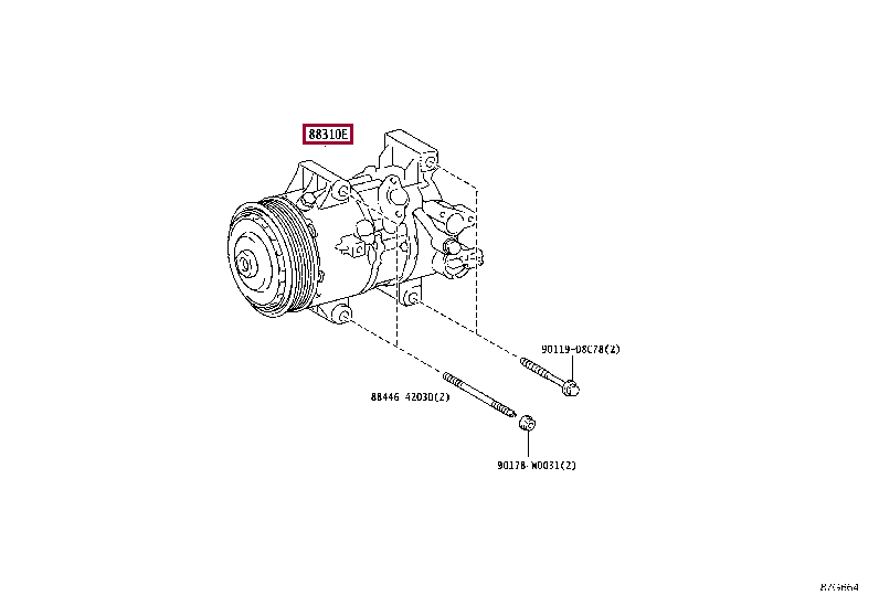 8831052810: COMPRESSOR, W/MAGNET CLUTCH Тойота