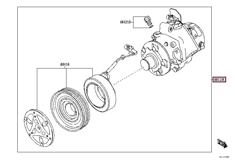 88310WC004: COMPRESSOR, W/MAGNET CLUTCH Тойота