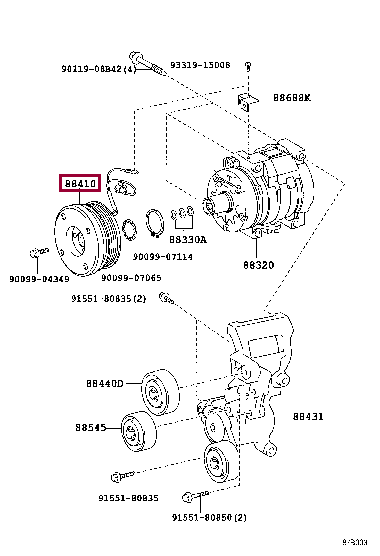 884106A180: Муфта компрессора кондиционера Тойота