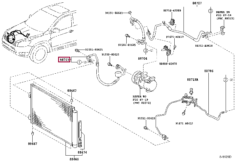 HOSE SUB-ASSY, DISCHARGE 88703-42080 (номер toyota 8870342080)