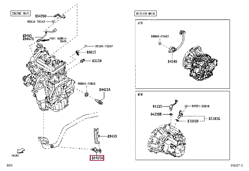 89465BZ450: SENSOR, OXYGEN NO.2 Тойота