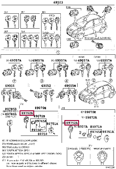 Корпус ключа 89752-13020 (номер toyota 8975213020)
