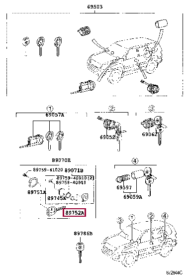 Заготовка ключа на lc120 89752-60050 (номер toyota 8975260050)