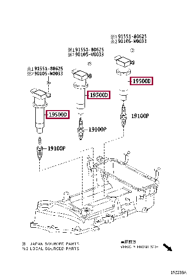 COIL, IGNITION, NO.1 90080-19019 (номер toyota 9008019019)