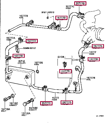 CLAMP OR CLIP, HOSE(FOR OIL COOLER HOSE) 90467-21010 (номер toyota 9046721010)