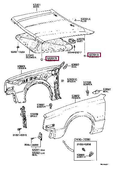 Отбойник капота резиновый 90541-15111 (номер toyota 9054115111)