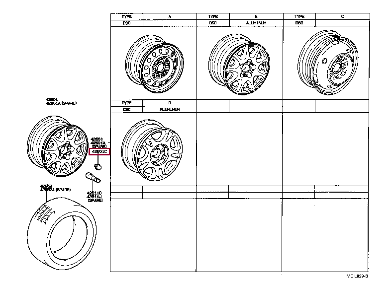 Гайка колесная открытая 90942-01007 (номер toyota 9094201007)